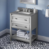  30'' W Grey Adler Single Vanity Cabinet Base with Steel Grey Cultured Marble Vanity Top and Undermount Rectangle Bowl