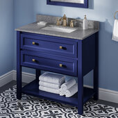  36'' W Hale Blue Adler Single Vanity Cabinet Base with Boulder Cultured Marble Vanity Top and Undermount Rectangle Bowl