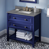  36'' W Hale Blue Adler Single Vanity Cabinet Base with Steel Grey Cultured Marble Vanity Top and Undermount Rectangle Bowl