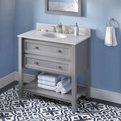  36'' Grey Adler Vanity, Arctic Stone Cultured Marble Vanity Top, with Undermount Oval Sink, 37'' W x 22'' D x 36'' H