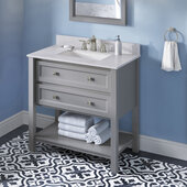  36'' Grey Adler Vanity, Arctic Stone Cultured Marble Vanity Top, with Undermount Rectangle Sink, 37'' W x 22'' D x 36'' H