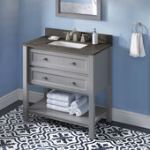  36'' Grey Adler Vanity, Blue Limestone Vanity Top, with Undermount Rectangle Sink, 37'' W x 22'' D x 36'' H