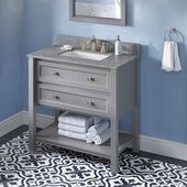  36'' Grey Adler Vanity, Steel Grey Cultured Marble Vanity Top, with Undermount Rectangle Sink, 37'' W x 22'' D x 36'' H