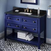  48'' W Hale Blue Adler Single Vanity Cabinet Base with Black Granite Vanity Top and Undermount Rectangle Bowl