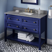  48'' W Hale Blue Adler Single Vanity Cabinet Base with Boulder Cultured Marble Vanity Top and Undermount Rectangle Bowl