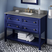  48'' W Hale Blue Adler Single Vanity Cabinet Base with Steel Grey Cultured Marble Vanity Top and Undermount Rectangle Bowl
