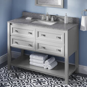  48'' W Grey Adler Single Vanity Cabinet Base with Boulder Cultured Marble Vanity Top and Undermount Rectangle Bowl