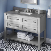  48'' W Grey Adler Single Vanity Cabinet Base with Steel Grey Cultured Marble Vanity Top and Undermount Rectangle Bowl