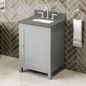  24'' W Grey Astoria Single Vanity Cabinet Base with Boulder Cultured Marble Vanity Top and Undermount Rectangle Bowl