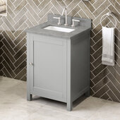  24'' W Grey Astoria Single Vanity Cabinet Base with Steel Grey Cultured Marble Vanity Top and Undermount Rectangle Bowl