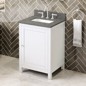  24'' W White Astoria Single Vanity Cabinet Base with Boulder Cultured Marble Vanity Top and Undermount Rectangle Bowl