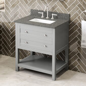  30'' W Grey Astoria Single Vanity Cabinet Base with Boulder Cultured Marble Vanity Top and Undermount Rectangle Bowl