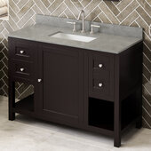  48'' W Espresso Astoria Single Vanity Cabinet Base with Steel Grey Cultured Marble Vanity Top and Undermount Rectangle Bowl