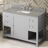  48'' W Grey Astoria Single Vanity Cabinet Base with Steel Grey Cultured Marble Vanity Top and Undermount Rectangle Bowl