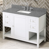  48'' W White Astoria Single Vanity Cabinet Base with Boulder Cultured Marble Vanity Top and Undermount Rectangle Bowl