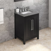  24'' W Black Cade Single Vanity Cabinet Base with Boulder Cultured Marble Vanity Top and Undermount Rectangle Bowl