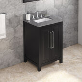  24'' W Black Cade Single Vanity Cabinet Base with Steel Grey Cultured Marble Vanity Top and Undermount Rectangle Bowl