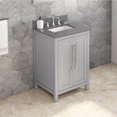  24'' W Grey Cade Single Vanity Cabinet Base with Boulder Cultured Marble Vanity Top and Undermount Rectangle Bowl
