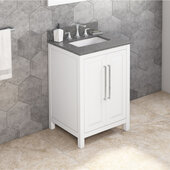  24'' W White Cade Single Vanity Cabinet Base with Boulder Cultured Marble Vanity Top and Undermount Rectangle Bowl
