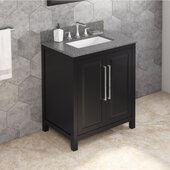 30'' W Black Cade Single Vanity Cabinet Base with Boulder Cultured Marble Vanity Top and Undermount Rectangle Bowl