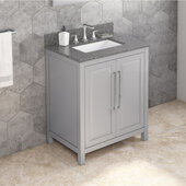  30'' W Grey Cade Single Vanity Cabinet Base with Boulder Cultured Marble Vanity Top and Undermount Rectangle Bowl