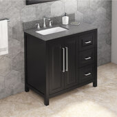  36'' W Black Cade Single Vanity Cabinet Base with Left Offset, Boulder Vanity Cultured Marble Vanity Top, and Undermount Rectangle Bowl