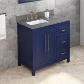  36'' W Hale Blue Cade Single Vanity Cabinet Base with Left Offset, Boulder Vanity Cultured Marble Vanity Top, and Undermount Rectangle Bowl