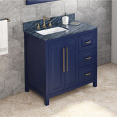  36'' Hale Blue Cade Vanity, Left Offset, Grey Marble Vanity Top, with Undermount Rectangle Sink, 37'' W x 22'' D x 35-3/4'' H