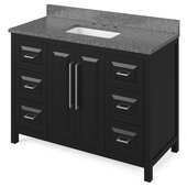  48'' W Black Cade Vanity Cabinet Base with Boulder Cultured Marble Vanity Top and Undermount Rectangle Bowl