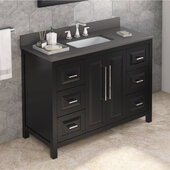  48'' Black Cade Vanity, Grey Quartz Vanity Top, with Undermount Rectangle Sink, 49'' W x 22'' D x 35-3/4'' H
