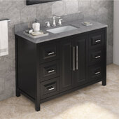  48'' Black Cade Vanity, Steel Grey Cultured Marble Vanity Top, with Undermount Rectangle Sink, 49'' W x 22'' D x 36'' H