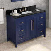  48'' W Hale Blue Cade Single Vanity Cabinet Base with Black Granite Vanity Top and Undermount Rectangle Bowl
