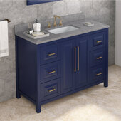  48'' W Hale Blue Cade Single Vanity Cabinet Base with Steel Grey Cultured Marble Vanity Top and Undermount Rectangle Bowl