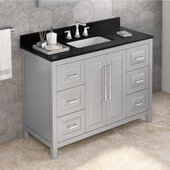  48'' W Grey Cade Single Vanity Cabinet Base with Black Granite Vanity Top and Undermount Rectangle Bowl