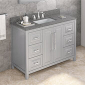  48'' W Grey Cade Single Vanity Cabinet Base with Boulder Cultured Marble Vanity Top and Undermount Rectangle Bowl