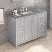  48'' W Grey Cade Single Vanity Cabinet Base with Steel Grey Cultured Marble Vanity Top and Undermount Rectangle Bowl