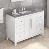  48'' W White Cade Single Vanity Cabinet Base with Steel Grey Cultured Marble Vanity Top and Undermount Rectangle Bowl