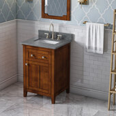  24'' W Chocolate Chatham Single Vanity Cabinet Base with Boulder Cultured Marble Vanity Top and Undermount Rectangle Bowl