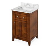  24'' W Chocolate Chatham Single Bowl Vanity Base with Calacatta Vienna Quartz Countertop and Undermount Rectangle Bowl, 25'' W x 22'' D x 36'' H