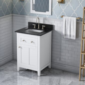  24'' W White Chatham Single Vanity Cabinet Base with Black Granite Vanity Top and Undermount Rectangle Bowl