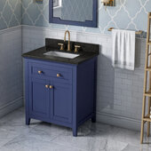  30'' W Hale Blue Chatham Single Vanity Cabinet Base with Black Granite Vanity Top and Undermount Rectangle Bowl