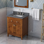 30'' W Chocolate Chatham Single Vanity Cabinet Base with Boulder Cultured Marble Vanity Top and Undermount Rectangle Bowl