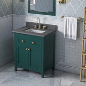  30'' W Forest Green Chatham Single Vanity Cabinet Base with Boulder Cultured Marble Vanity Top and Undermount Rectangle Bowl