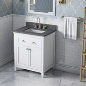  30'' W White Chatham Single Vanity Cabinet Base with Boulder Cultured Marble Vanity Top and Undermount Rectangle Bowl
