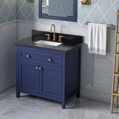  36'' W Hale Blue Chatham Single Vanity Cabinet Base with Black Granite Vanity Top and Undermount Rectangle Bowl