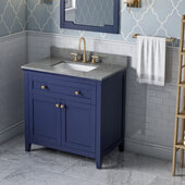  36'' W Hale Blue Chatham Single Vanity Cabinet Base with Steel Grey Cultured Marble Vanity Top and Undermount Rectangle Bowl