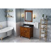  36'' Chocolate Chatham Vanity, Black Granite Vanity Top, with Undermount Rectangle Sink, 37'' W x 22'' D x 36'' H