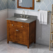  36'' W Chocolate Chatham Single Vanity Cabinet Base with Boulder Cultured Marble Vanity Top and Undermount Rectangle Bowl