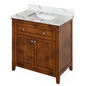  36'' W Chocolate Chatham Single Bowl Vanity Base with Calacatta Vienna Quartz Countertop and Undermount Rectangle Bowl, 37'' W x 22'' D x 36'' H