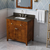  36'' Chocolate Chatham Vanity, Blue Limestone Vanity Top, with Undermount Rectangle Sink, 37'' W x 22'' D x 36'' H
